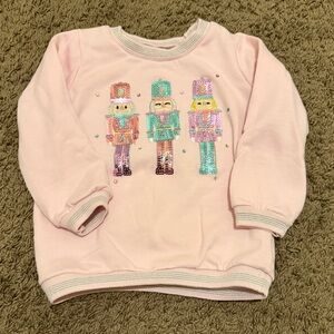 Mud Pie Pink Sequin Nutcracker Sweatshirt 2T/3T